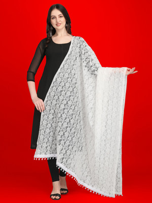 FORKEY Net Solid Women Dupatta
