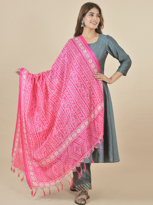 Nakoda Creation Silk Blend Printed Women Dupatta