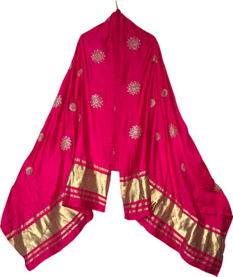 PF CARE Poly Crepe, Silk Blend Embroidered, Floral Print Women Dupatta