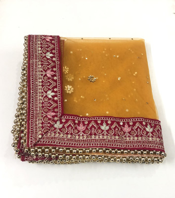 MS CREATIONS Net Embellished, Embroidered Women Dupatta
