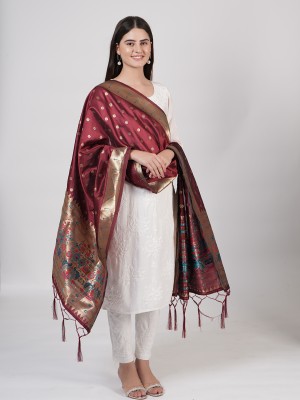 MUFFLY Pure Silk Woven Women Dupatta