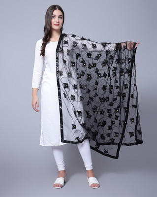 trendzmy Net Self Design Women Dupatta