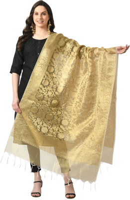 A R SILK DUPATTA HUB Poly Chanderi Self Design Women Dupatta