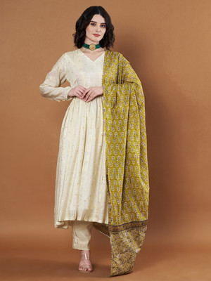 AKSHADEEP Cotton Blend Printed Women Dupatta