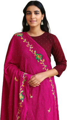 Shivaira Pure Cotton Embroidered Women Dupatta