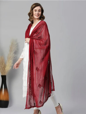 S R CRETION Chiffon Embroidered Women Dupatta
