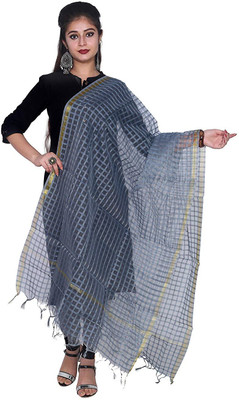 SKANDU Net Checkered Women Dupatta