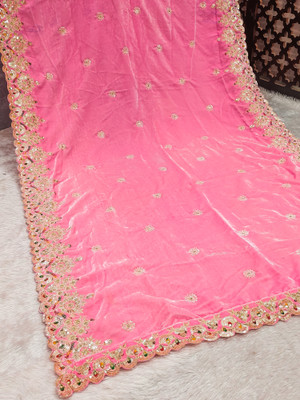 smlieyfashion Velvet Embroidered Women Dupatta