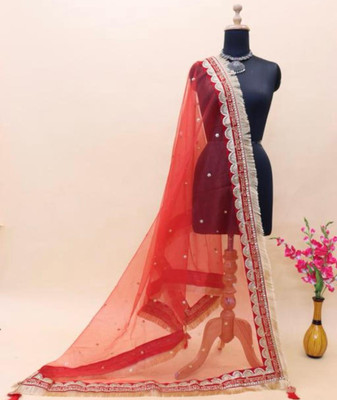 TinyTwist Net Embroidered Women Dupatta