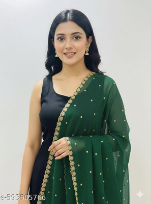 Saicreation Georgette Embroidered Women Dupatta