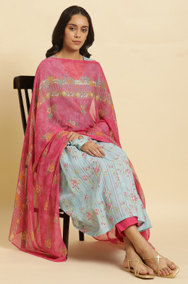 W Net Floral Print Women Dupatta