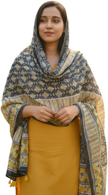 Taashu Creations Pure Cotton Self Design, Geometric Print Women Dupatta