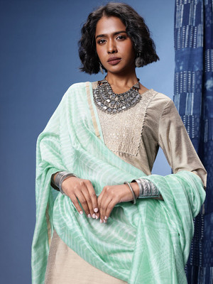 Taavi Cotton Silk Self Design Women Dupatta