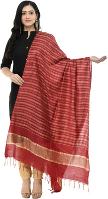 A R SILK Pure Cotton Striped Women Dupatta