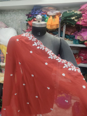 Sai Creation Georgette Embroidered Women Dupatta