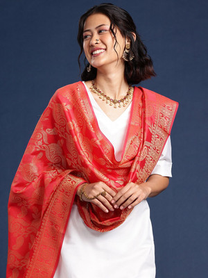Taavi Silk Blend Self Design Women Dupatta