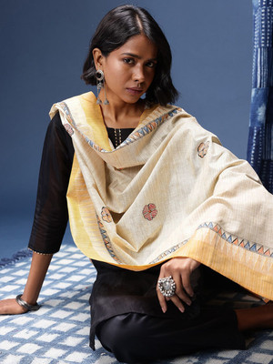 Taavi Cotton Blend Self Design Women Dupatta