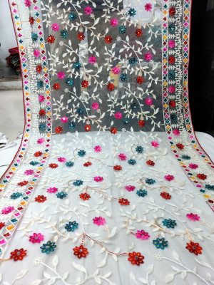 DHARMEE Net Embroidered Women Dupatta