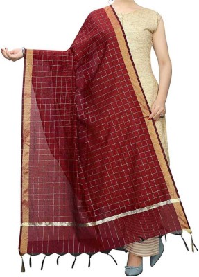 AVINZO Silk Blend Checkered Women Dupatta