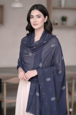 Nushio Clothing Georgette Floral Print, Embroidered Women Dupatta
