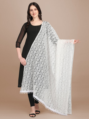 FORKEY Net Solid Women Dupatta