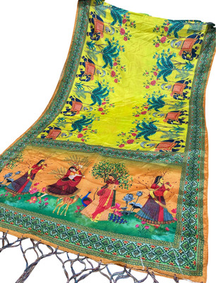 Bloviate Silk Blend Printed, Applique Women Dupatta