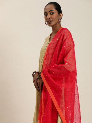 Taavi Cotton Blend Woven Women Dupatta