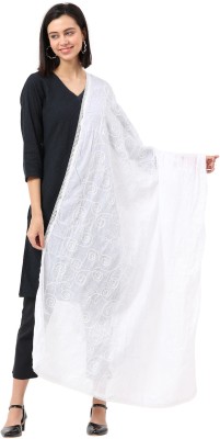 Glamika Cotton Blend Embroidered, Solid, Woven, Embellished Women Dupatta