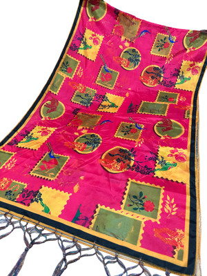 Bloviate Silk Blend Printed, Applique Women Dupatta
