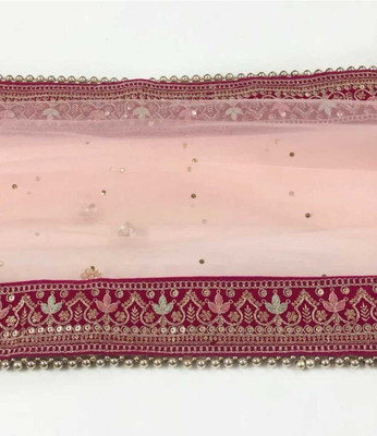 zaie Net Embroidered, Embellished Women Dupatta
