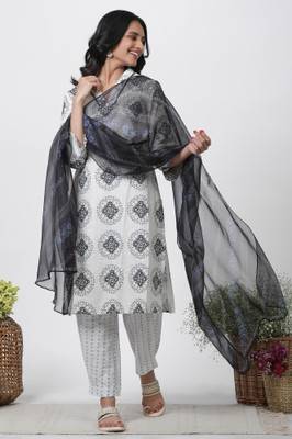 W Organza Floral Print Women Dupatta