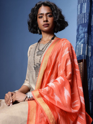 Taavi Cotton Silk Self Design Women Dupatta