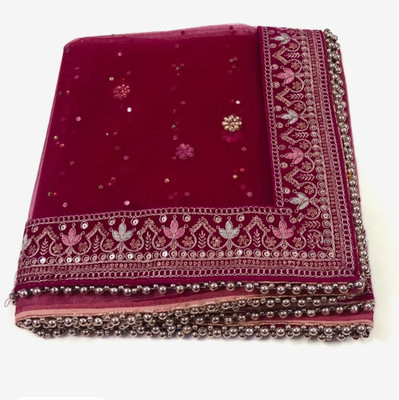 zaie Net Embroidered, Embellished Women Dupatta
