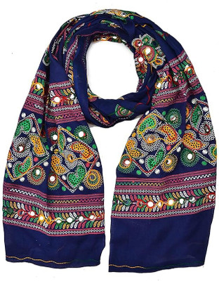 TMT HUB Cotton Blend Embroidered, Embellished Women Dupatta