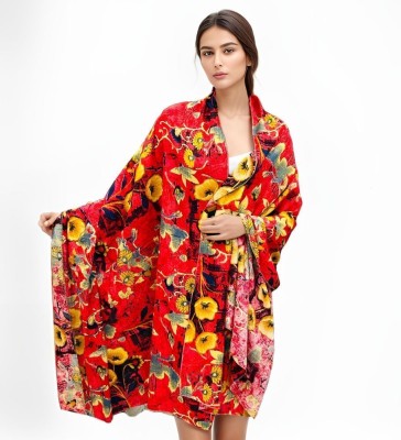 SAVAARA Rayon, Cotton Blend Floral Print Women Dupatta