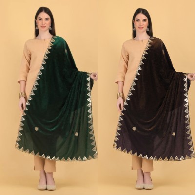 LIVVIE Velvet Embellished Women Dupatta