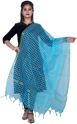 SKANDU Net Checkered Women Dupatta