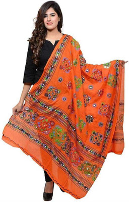 TMT HUB Cotton Blend Self Design, Solid Women Dupatta