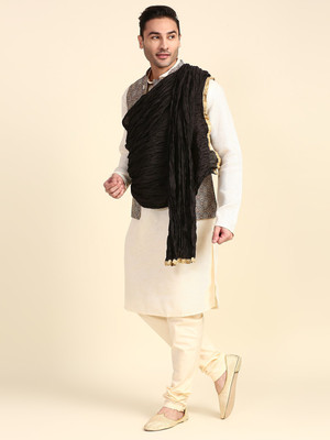DUPATTA BAZAAR Silk Blend Solid Men Dupatta
