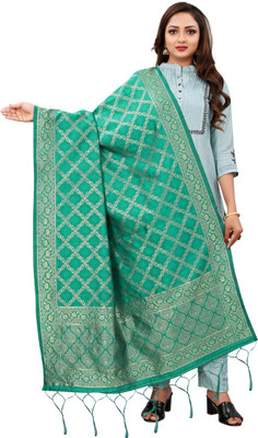 mashha creation Silk Blend Checkered Women Dupatta