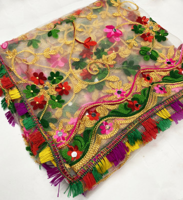 DHARMEE Net Embroidered Women Dupatta