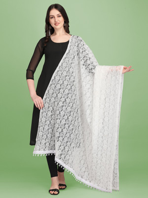 FORKEY Net Solid Women Dupatta