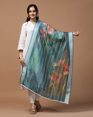 kaizen texo fab Silk Blend Printed Women Dupatta