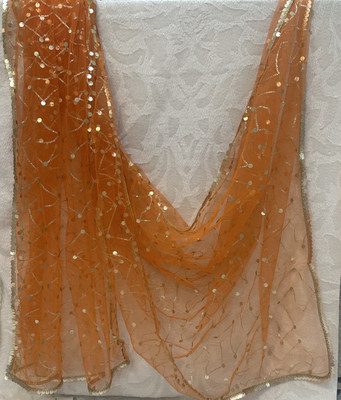 netdupatta Net Embroidered, Embellished, Solid Women Dupatta