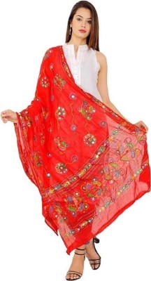 MASATI Cotton Blend Embroidered Women Dupatta