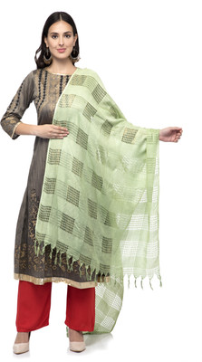 A R SILK Pure Cotton Checkered Women Dupatta