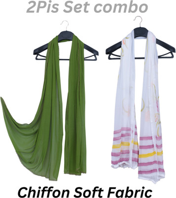 INVENT FASHION Chiffon Printed, Solid Women Dupatta