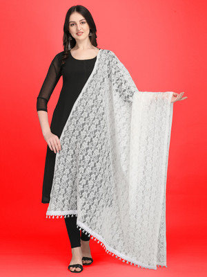 FORKEY Net Solid Women Dupatta