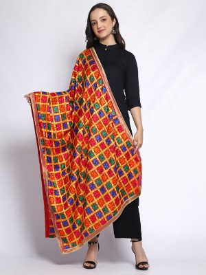 WEAVERS VILLA Polyester, Silk Blend Embroidered Women Dupatta