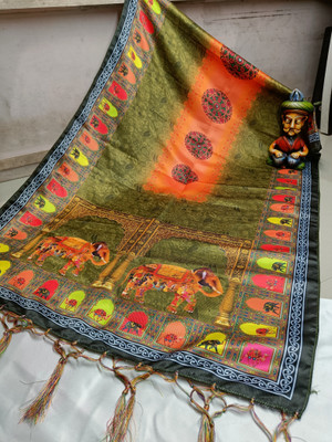 Bloviate Silk Blend Solid, Printed Women Dupatta
